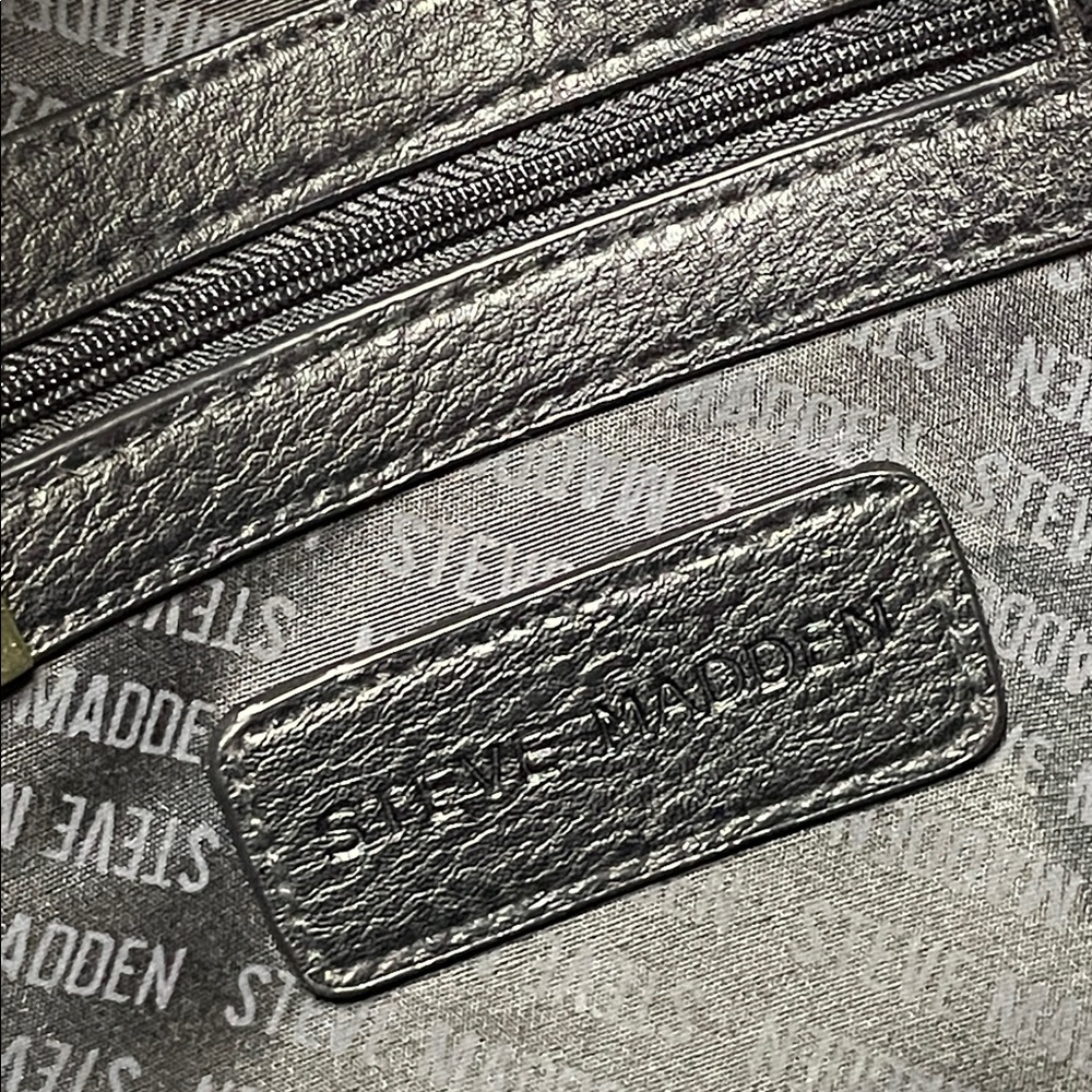 Steve Madden Embossed Black Backpack with Gold Details - Picture 7 of 13